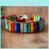 Rectangle Stone Handwoven Emperor Colorful Adjustable Bracelet