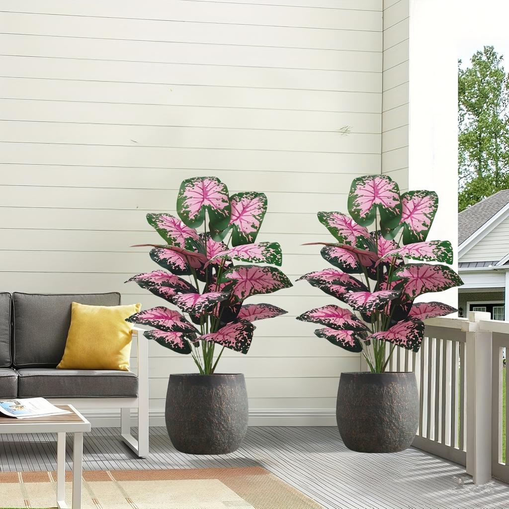 2pcs Outdoor Artificial Plants with A Realistic Touch, Featuring Colorful Monstera Leaves, Indoor/Outdoor Decor