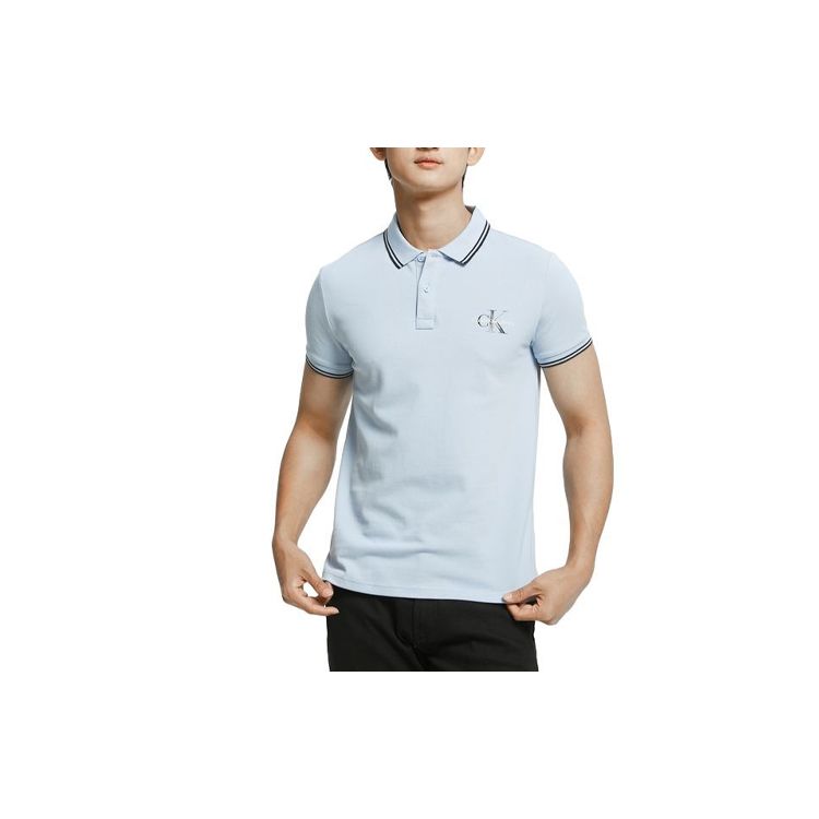 

Calvin Klein Color Block Trimmed Breathable Short Sleeve Polo Shirt Men Polo Shirts Light-Blue J320772-C1U M