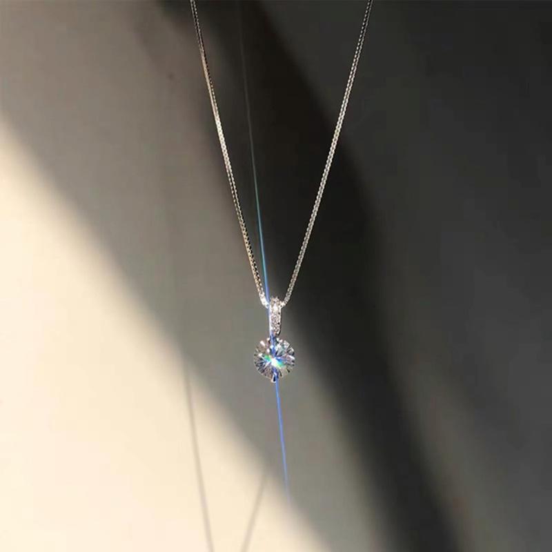 Round Cubic Zirconia Necklace Minimalist Style Charm Choker Pendant Party Gifts For Women'S Fine Jewelry