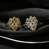 Gold Crown, Pink Zircon Love Opening Ring, Niche Design, High-End Full Diamond Ring.