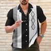 Men's Summer Blue Tropical Leaf Print Hawaiian Shirt Short Sleeve Button Down Beach Shirt