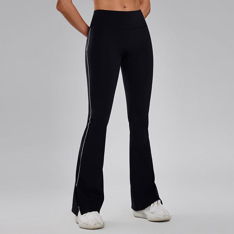 

Женские брюки для йоги клеш в полоску с высокой талией - Утягивающие, с эффектом «персиковых ягодиц», Сексуальная фитнес-одежда Small чёрный