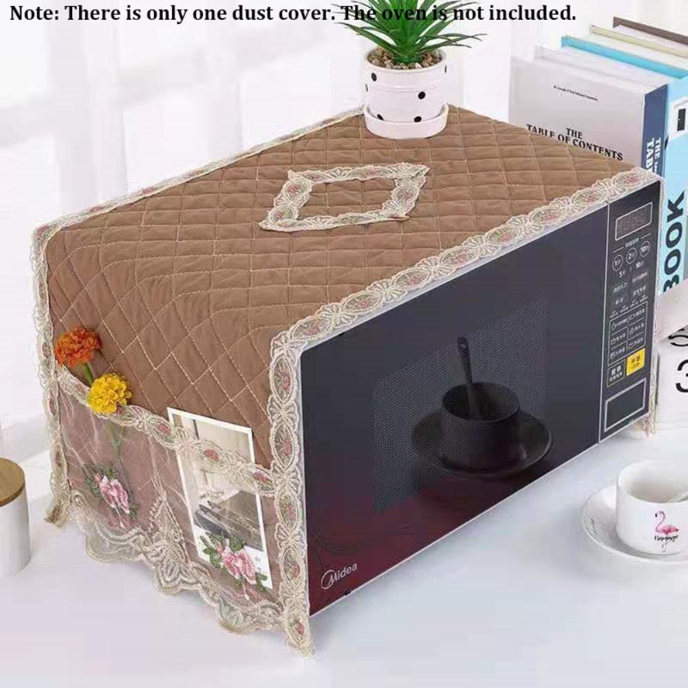 35*100cm Oven Dustproof Cover Lace Trim Quilted Microwave Oven Cover Exquisite Floral Pattern Microwave Cover