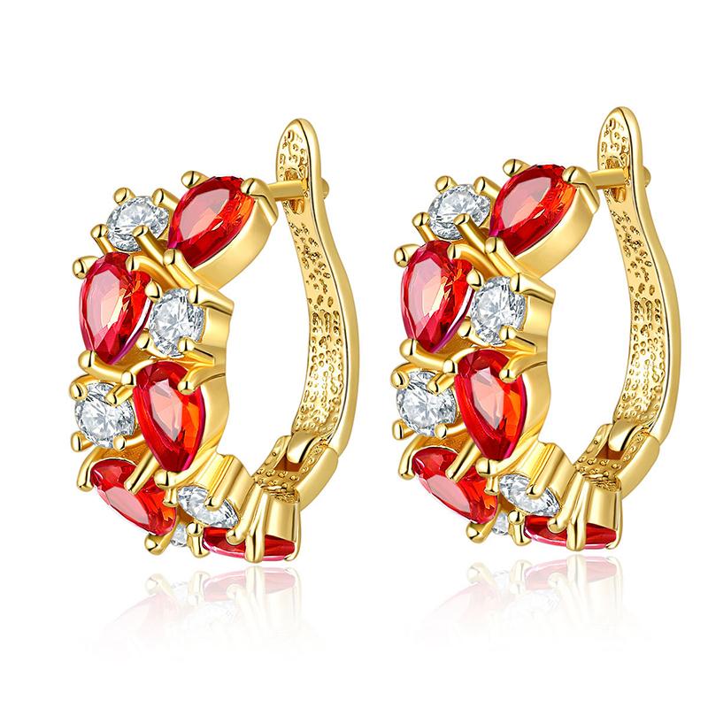 Ohrringe für Damen Schmuck 14K Gold Plated Pendientes Mode Runder Kreis Mosaik Klare Zirkonia Zirkon Stecker DIY Ohrring Schmuck