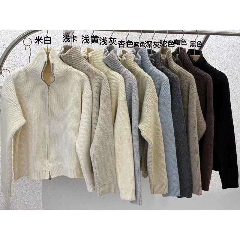 Double zipper knitted cardigan top autumn and winter new solid color loose soft waxy lazy sweater jacket women