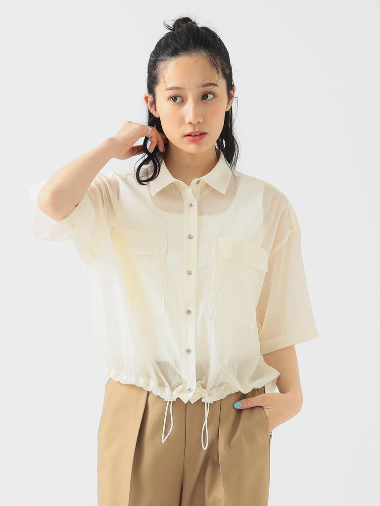 B:MING LIFE STORE by BEAMS Women's Water-Repellent Sheer Shirt (S-M) IVORY S