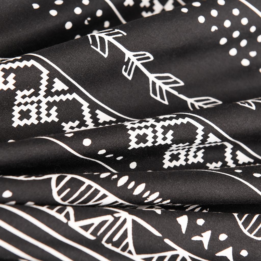 Soft Microfiber Duvet Cover Set Boho Chic Print Twin Full Queen King Size 3Pcs Black Comforter Cover
