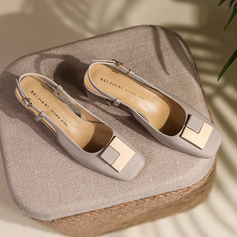 

Овчина квадратная пряжка толстый каблук средний каблук туфли-лодочки женские туфли одинарные мягкая кожа ремешок на пятке лето 39