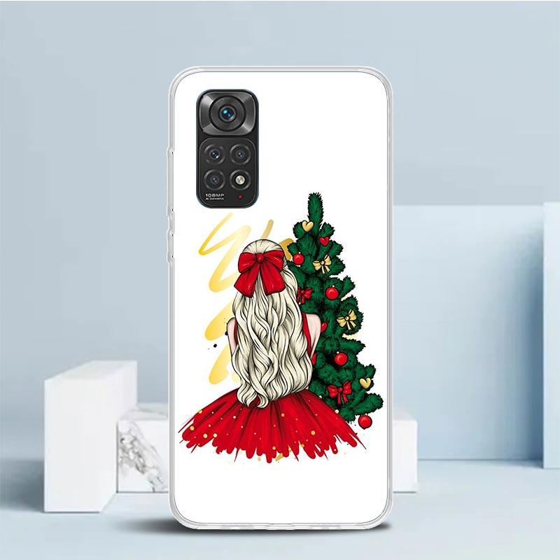 Christmas Girls Tree Gift Phone Case For Xiaomi Redmi Note 15 14 14S 13 12S 12 Pro Plus 11S 11 11T 11E 10S 10 + Soft TPU Back Co