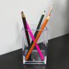 Acrylic Square Pen Holder, Thick Transparent Makeup Brush & Eyebrow Pencil Organizer Box for Dormitory Desk