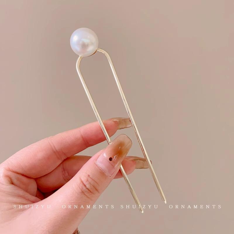 U-Shaped Fixed Hairpin with High-End Alloy Comb for Women's Updos - Ancient Style Four-Tooth Insert