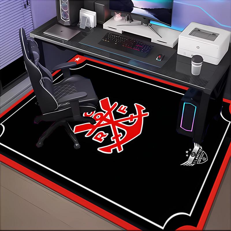 Fla-mengo Club Crest Printed Office Carpet Chair Cushion Entryway Rug, Rugs for Living Room, Bedroom Christmas gifts