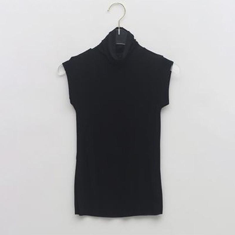Corea del Sud Dongdaemun Gilet Senza Maniche Trasparente a Collo Alto - Top Sexy Slim Fit da Donna