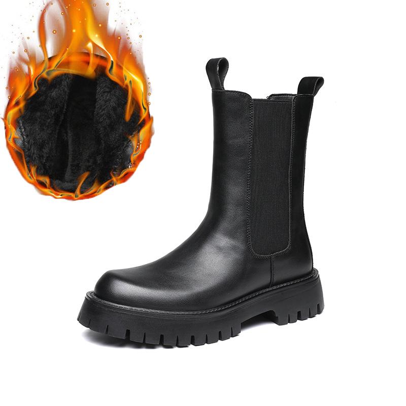 Mens Fashion Motorcycle Boots Party Nightclub Dress Black Genuine Leather Shoes High Top Cowboy Boot Handsome Long Botas Zapatos