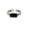 Black Drip Glaze Retro Thai Silver Jewelry Women's Non-fading High-end Open Ring