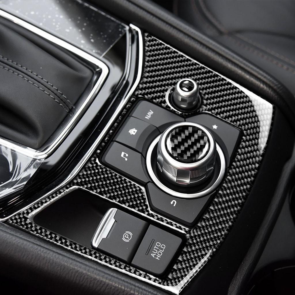 Carbon Fiber Multimedia Button Accessories for Mazda 3, CX-9, CX-5, and Mazda6