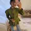 Fashion Women's Jacket Stand Collar Full Sleeve Slim Waist Solid A-line Female Jackets  Autumn New Elegant Chic Lady Coat