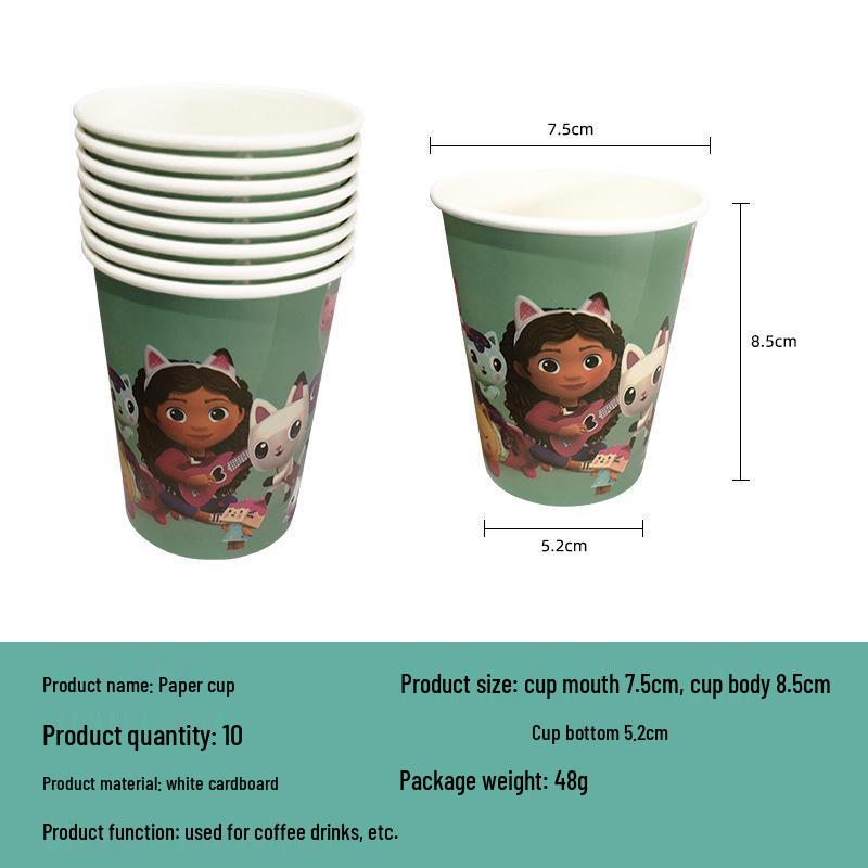 Gabby's Dollhouse Party Set: Plates, Napkins, Cups, Tablecloth, Banner & Balloons