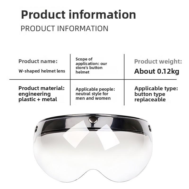 Universeller 3-Druckknopf-Visier für Motorrad-Offenhelm Windschutz Klapp-Auf-Ab-Linse Sonnenbrille Halbkopfhelm Visier Windschutz