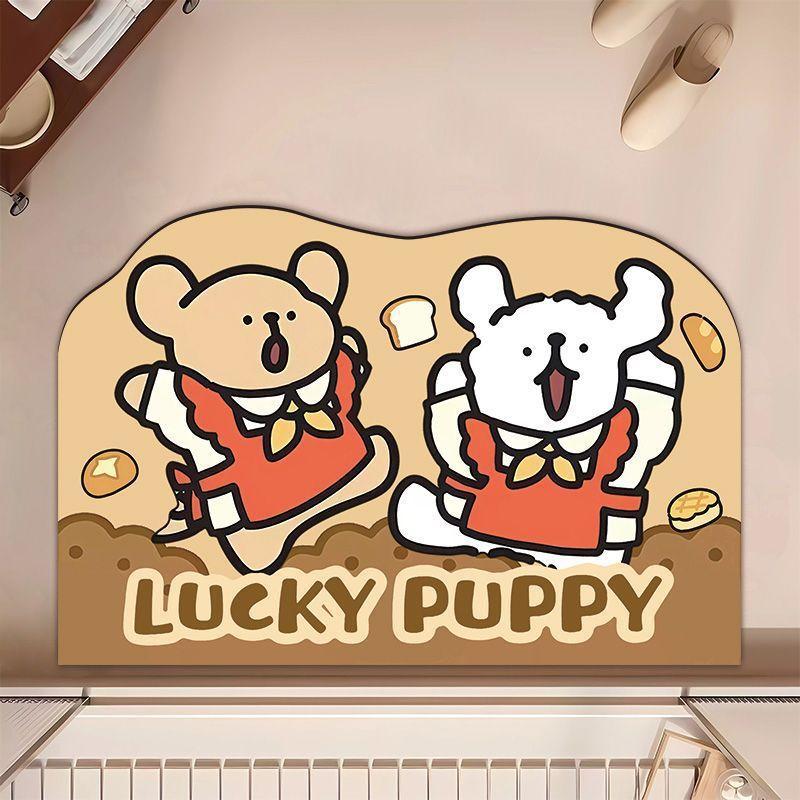 

Lines Puppy Cute Diatomaceous Mud Bathroom Toilet Toilet Door Absorbing Non-Slip Quick Dry Floor Mat Carpet 40 * 60cm [Diatom mud]