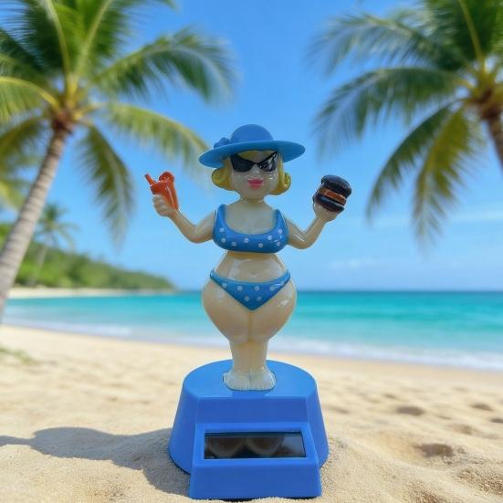 Solar Car Dashboard Decoration Cute Beach Girl Swing Ornament Couple Style Dancing Figure