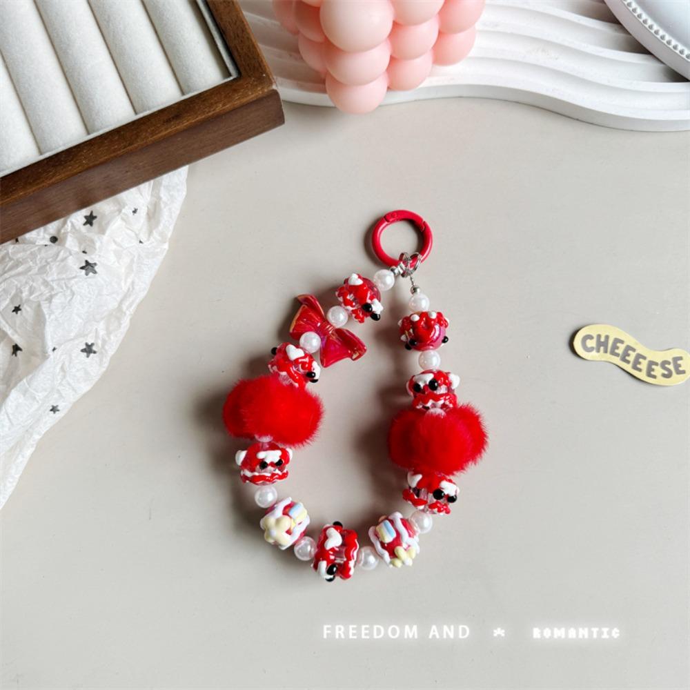 

Цепочка-подвеска для сумки, брелок, плюшевый шарм для телефона, веревка, новый шнурок для телефона темно-красного