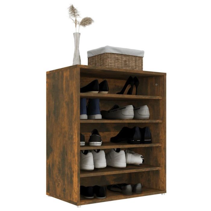 VidaXL Shoe Cabinet Smoked Oak 60x35x70 Cm Engineered Wood 816014