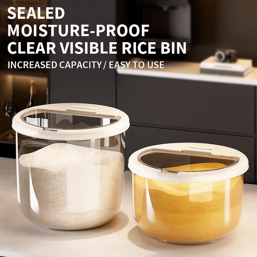 Round Shape Rice Sealed Box Insect-proof Dry Food Dispenser New Rice Storage Container Kitchen Use