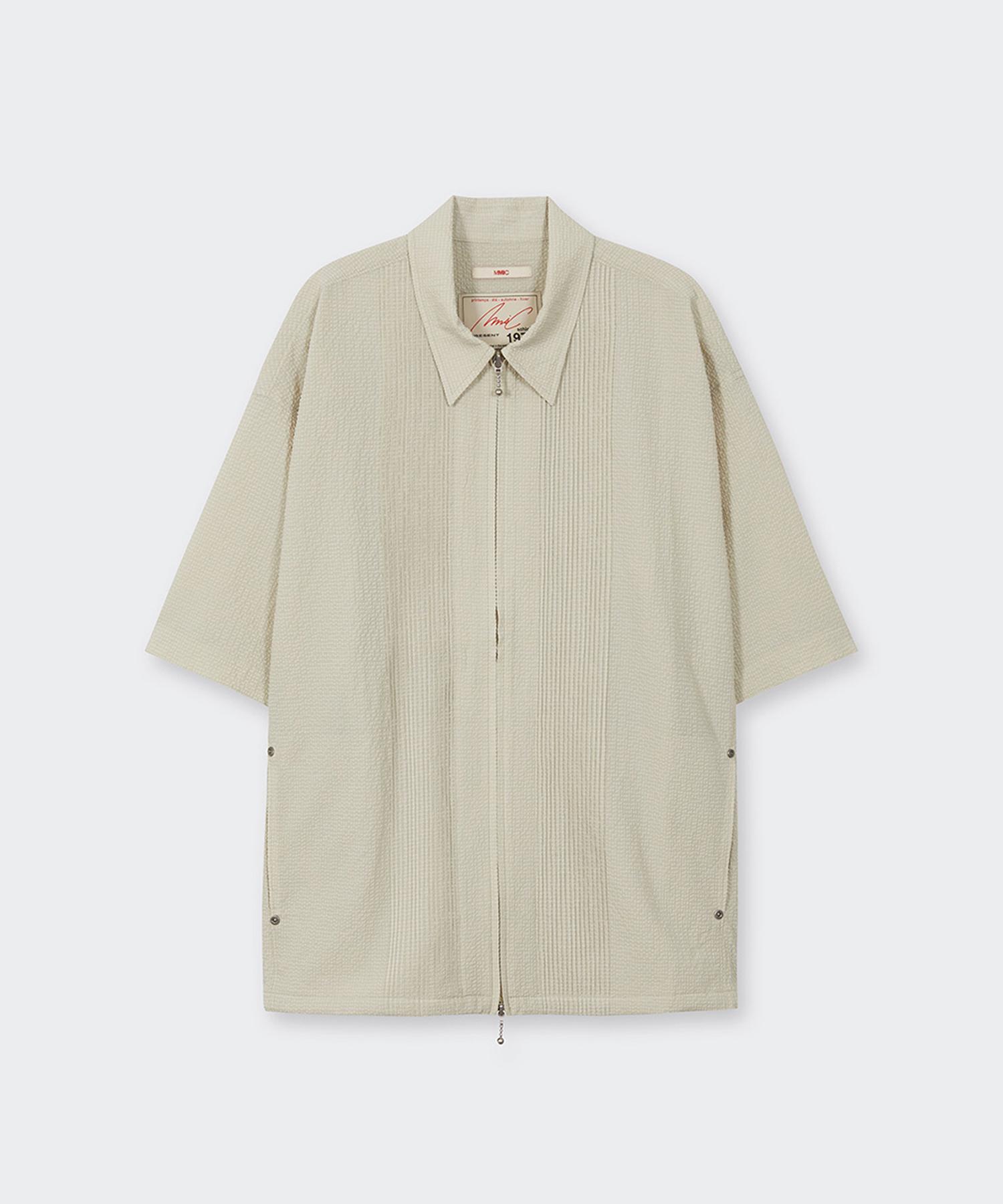Mmic Leaf Zip-Up Shirt Sand Beige L