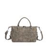 Vintage Brown Distressed PU Leather Boston Handbag For Women Retro Casual Crossbody Bag With Detachable Strap For Shopping
