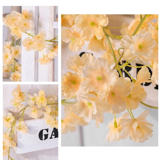 Artificial Cherry Blossom Fresh-keeping 135 Flower Head Faux Silk Flower Wall Hanging Artificial Rose Vine for Wedding