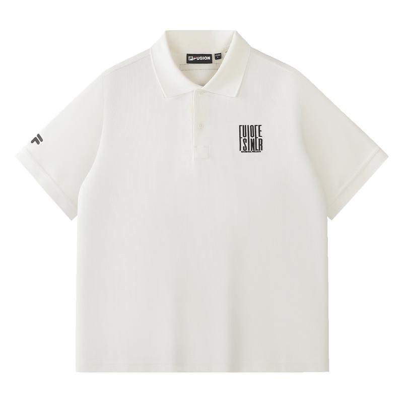 FILA FUSION Unisex Knitted Short Sleeve Polo Shirt L