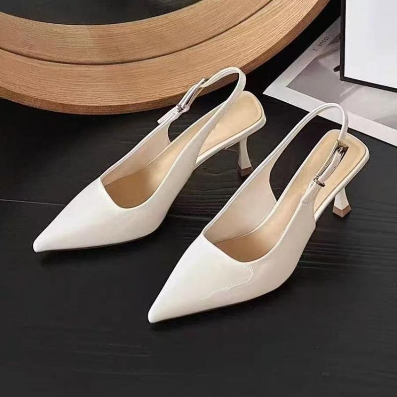 

Elegant pointed back empty high heels summer new temperament with skirt single shoes versatile casual sandals 41