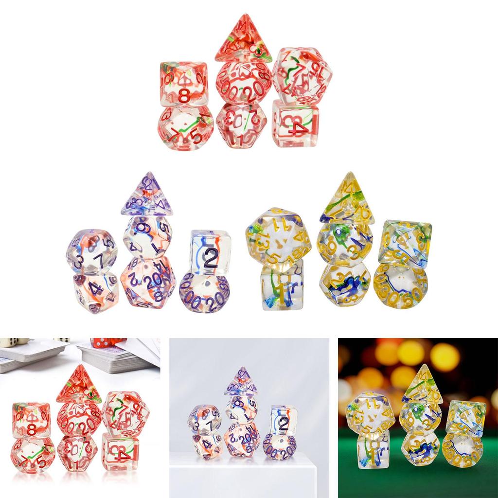 7Pcs Dice Set D20 D12 D10 D8 D6 D4 Game Dices Set for Bar Role Playing Game