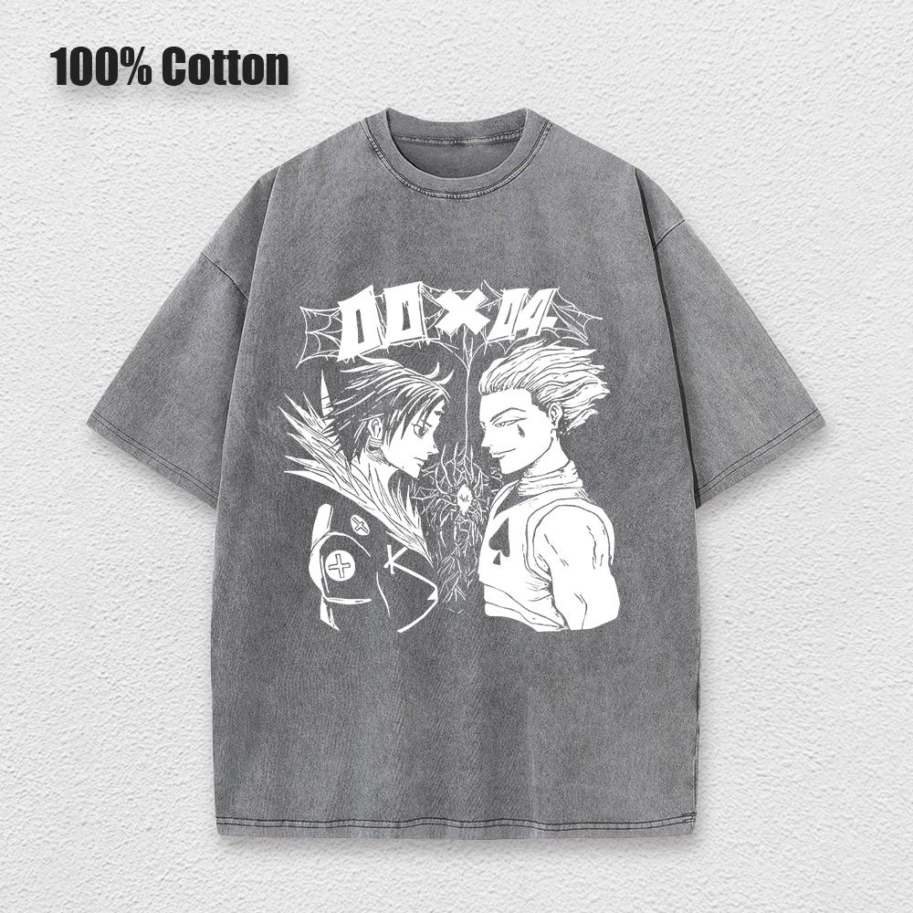 Anime Vyprané Tričko Hunter x Hunter Potisk Retro Harajuku Styl Top pro Muže Ženy Ležérní Streetwear Unisex