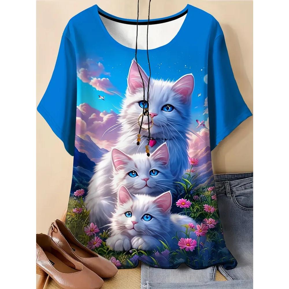 Comfortable Simple Top Casual Round Neck Short Sleeve Fashionable Versatile T-Shirts Women’s XS