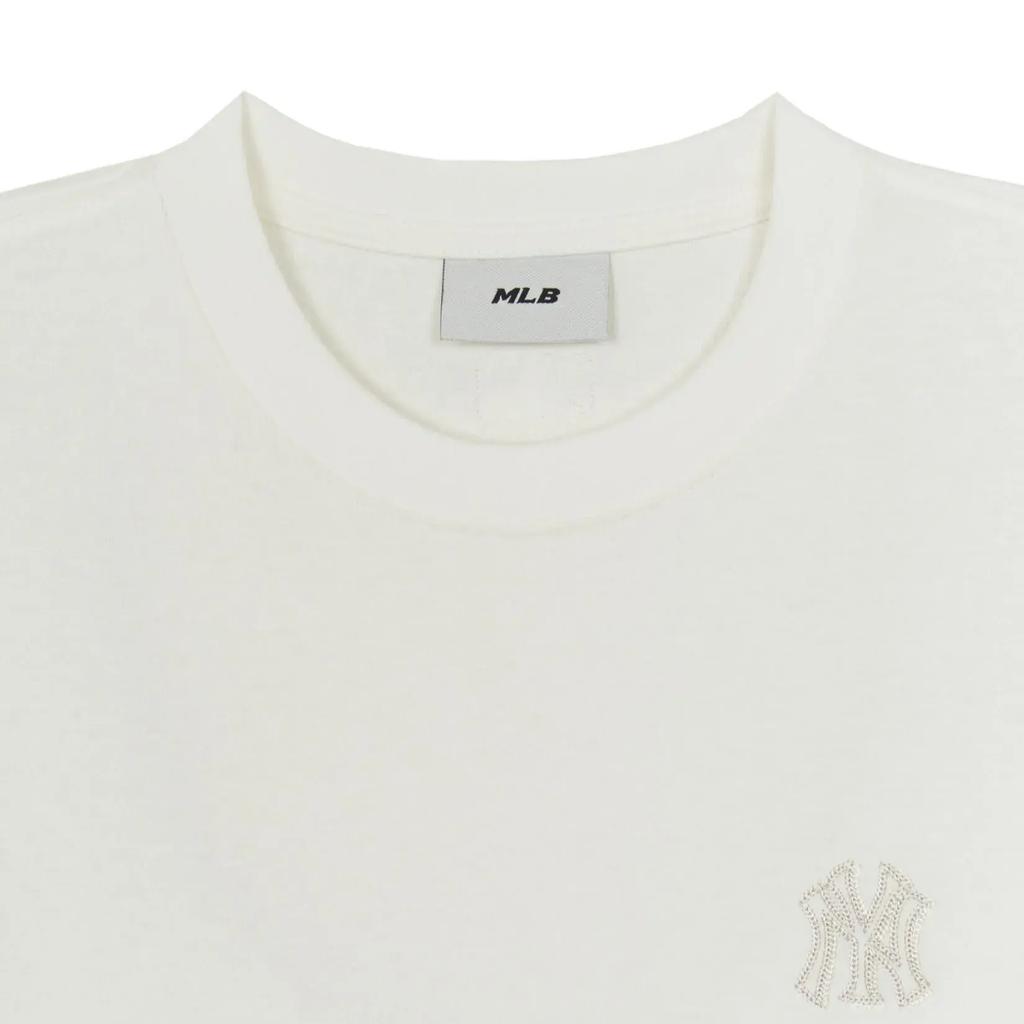 MLB T Shirts Unisex Cream Crew Neck Moderate Straight Fit 3ATSB0354-50IVS