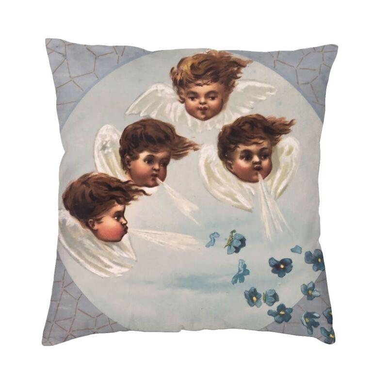 Victorian Angel Print With Vintage Rose Bouquets Shabby Chic Pillow Case xcm Sofa Luxury Cushion Cover Velvet Pillowcase