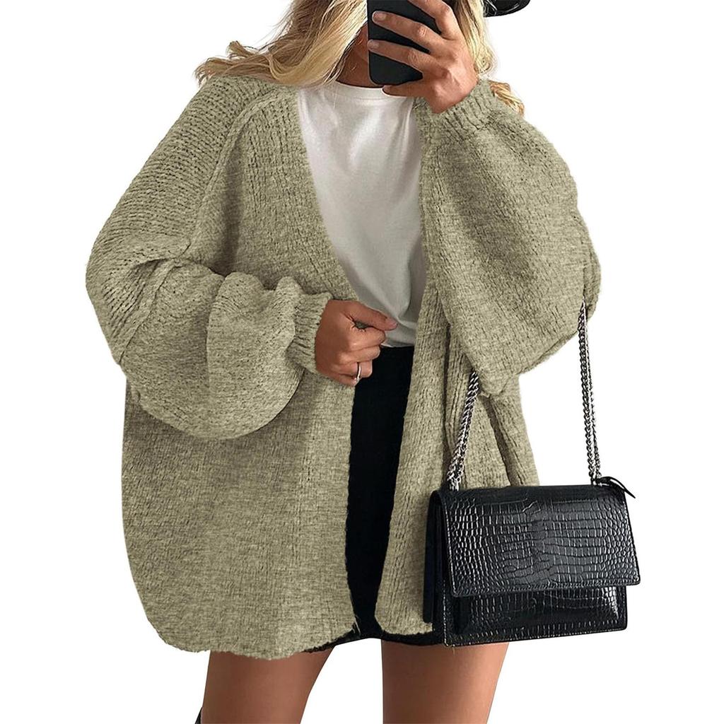 Cappotti da donna alla moda a tinta unita a maniche lunghe in maglia cardigan casual giacca maglione