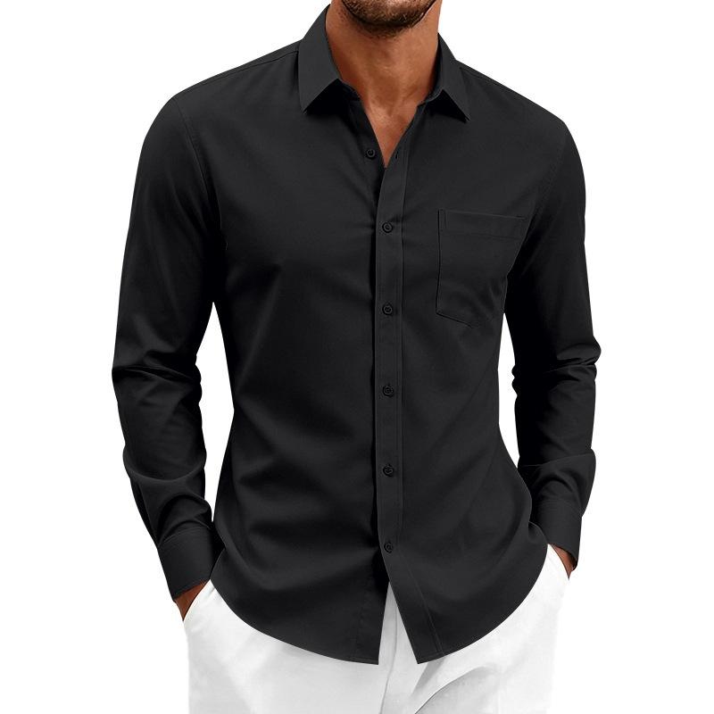 Men S Classic Casual Long Sleeve Button Down Solid Color Shirt