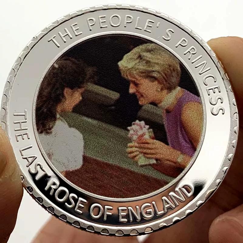 Queen Diana and Girl Rose Love Silver Plated Commemorative Medal Collection Cartoon Coins