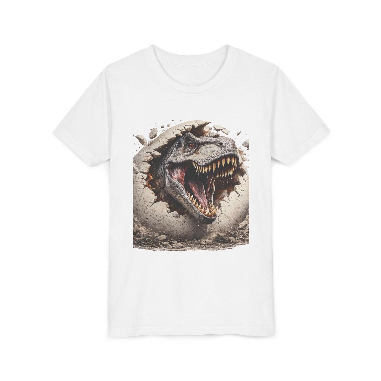 Tyrannosaurus Rex Roaring Youth Tee - T-Rex Dinosaur Egg Illustration L