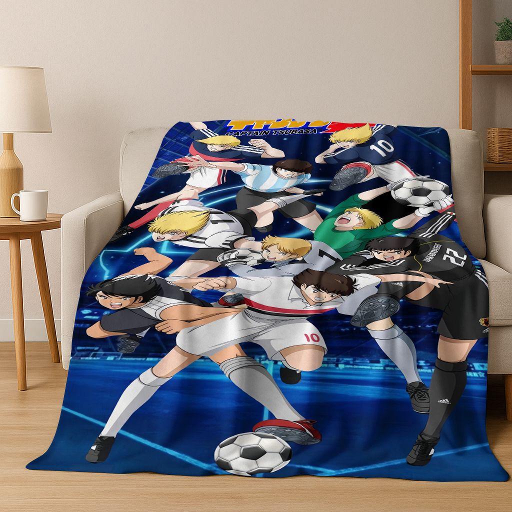3D Cartoon Captain Ozora Tsubasa Football Anime Flannel Blanket,Warm and Cozy Soft Throw Blanket for Home Bedroom Bed Sofa Cover
