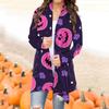 Cappotto da giacca cardigan di media lunghezza con stampa casual di Halloween alla moda da donna