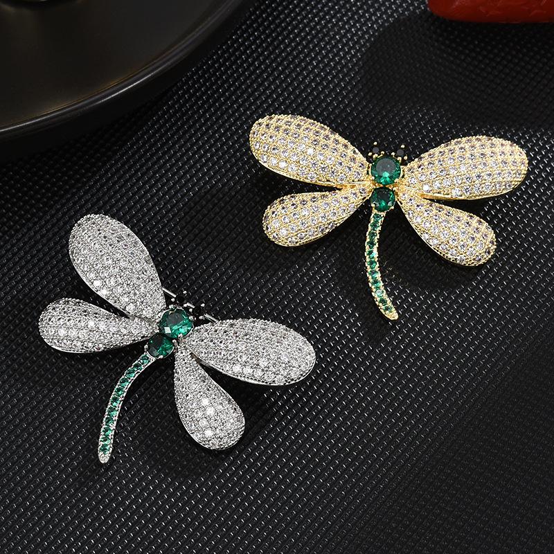 Korean Style Elegant Dragonfly Brooch - High-End Luxury Corsage Pin Accessory
