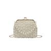 2026 Light Blue Floral Lace Clutch Bag with Pearl Chain Elegant Kiss-lock Evening Purse Wedding Party Crossbody Handbag