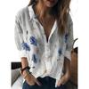 Mote Elegant Kontor Dame Skjorte Dame Avslappet Graffiti Trykt Skjorte Krage Knapper Lang Erme Hjemmeskjorte Dame Bluse