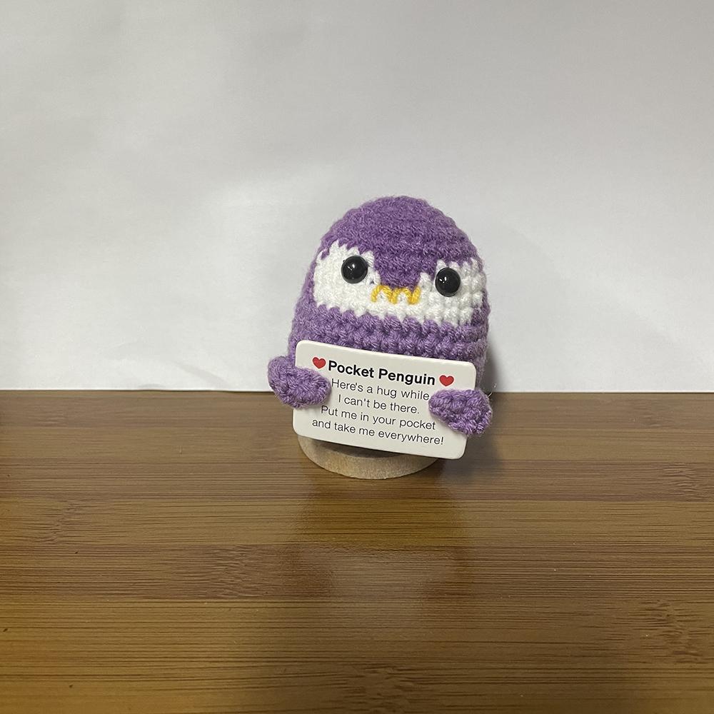 Handmade Knitted Positive Energy Penguin Dolls Ornament Fashion Christmas Hat Penguin Doll With Card Room Home Decoration Gifts