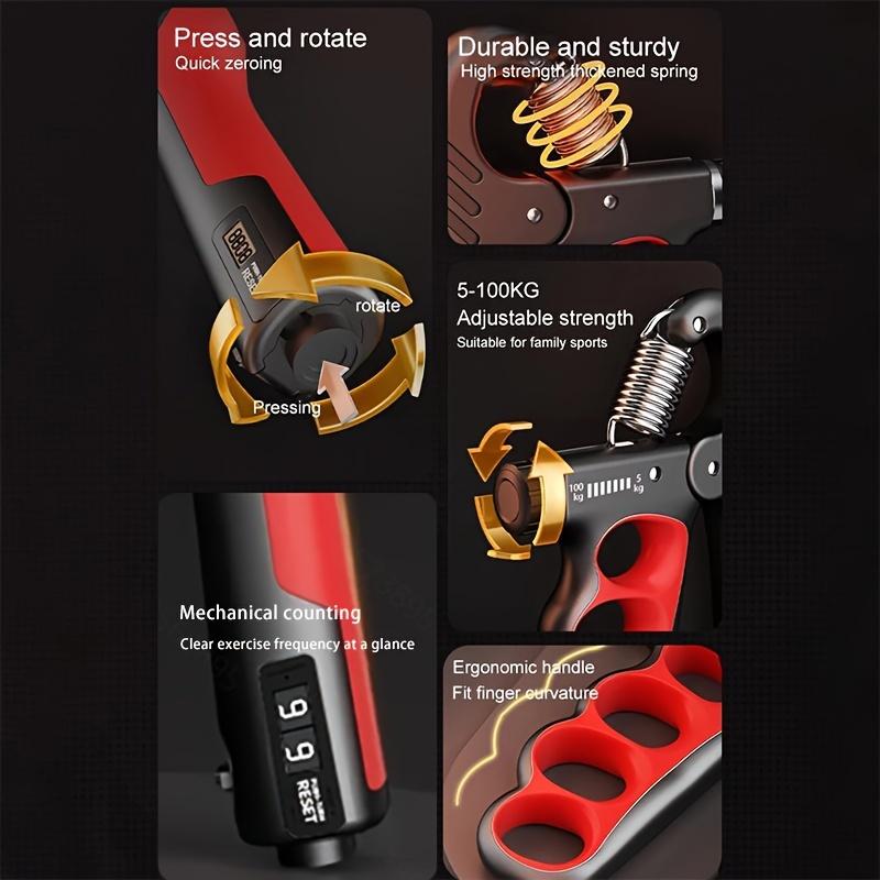 Adjustable grip trainer with mechanical counter-durable stainless steel hand clamp for muscle strengthening,rehabilitation and fitness training